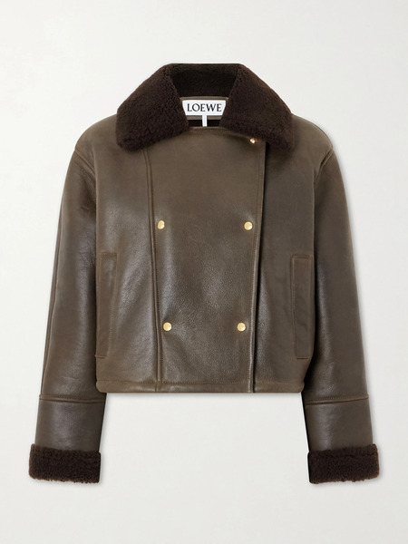  Loewe Loewe - Double-breasted Shearling Jacket - Dark Green 