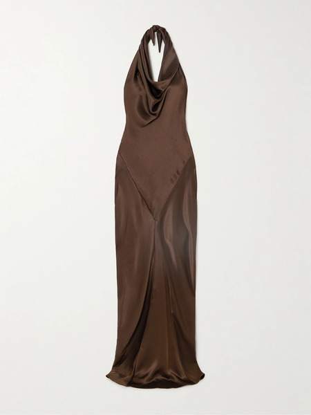  Loewe Loewe - Draped Silk-satin Halterneck Gown - Brown 