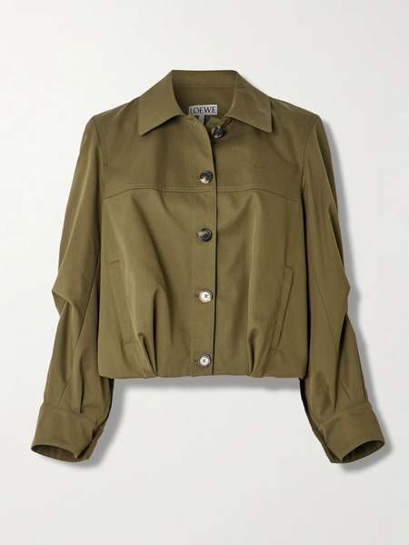  Loewe Loewe - Embroidered Cotton And Silk-blend Jacket - Army Green 
