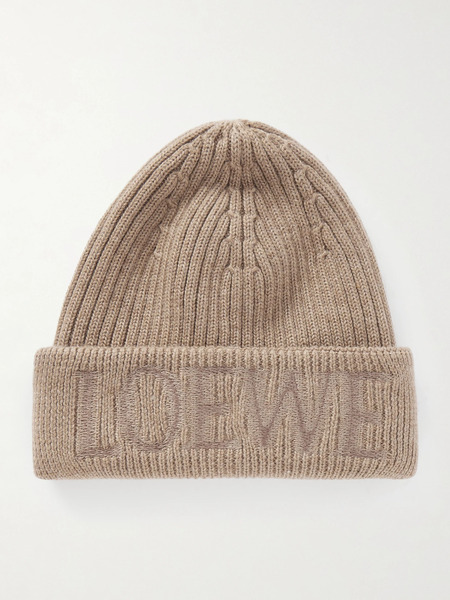  Loewe Loewe - Embroidered Ribbed Wool Beanie - Beige 