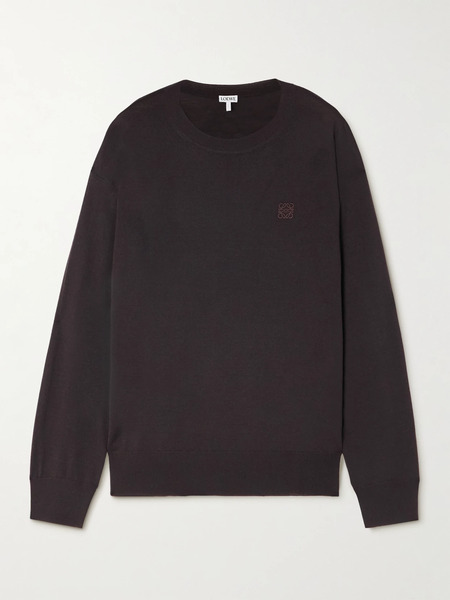  Loewe Loewe - Embroidered Wool Sweater - Dark Brown 