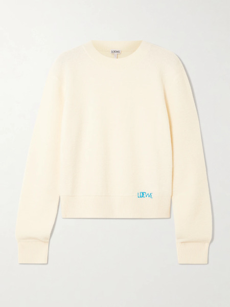  Loewe Loewe - Embroidered Wool Sweater - Ecru 