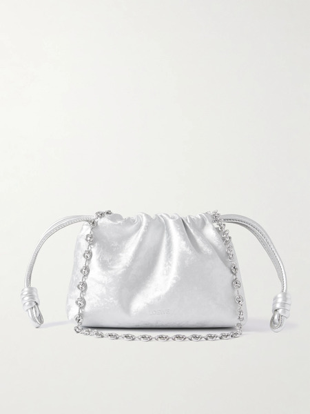  Loewe Loewe - Flamenco Mini Metallic Leather Clutch - Silver 