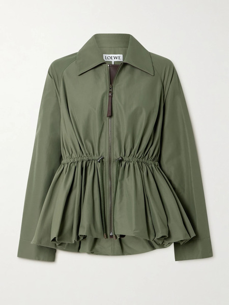  Loewe Loewe - Leather-trimmed Cotton-blend Peplum Jacket - Green 