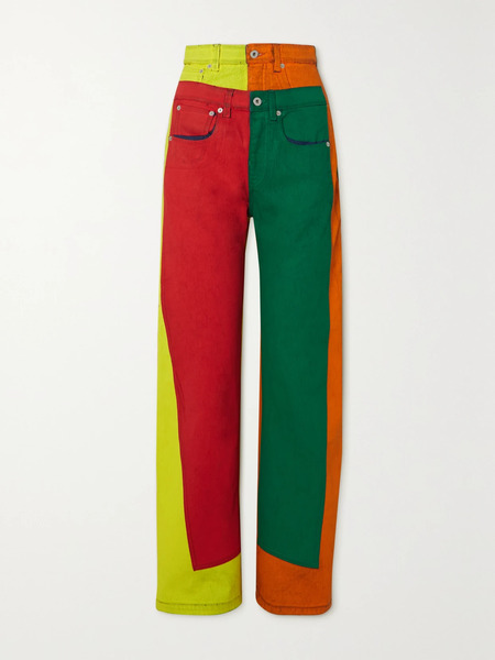  Loewe Loewe - Patchwork High-rise Wide-leg Jeans - Orange 