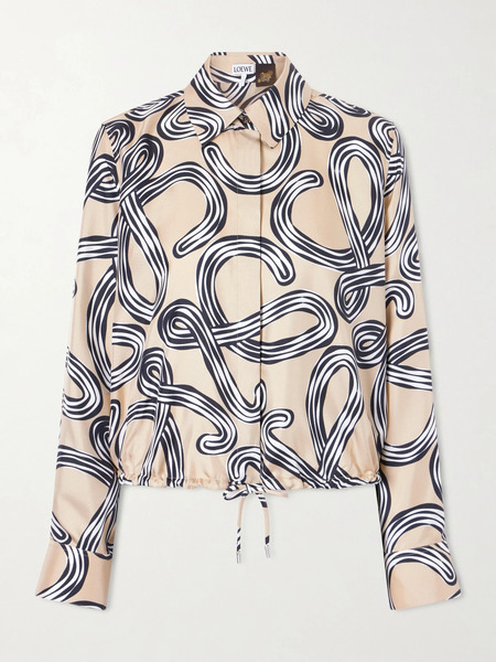  Loewe Loewe - + Paula's Ibiza Anagram-printed Silk-twill Shirt - Beige 