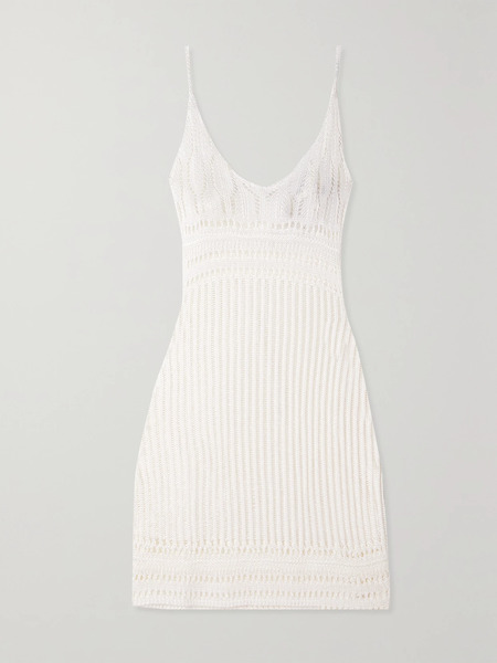  Loewe Loewe - + Paula's Ibiza Crochet-knit Mini Dress - Off-white 