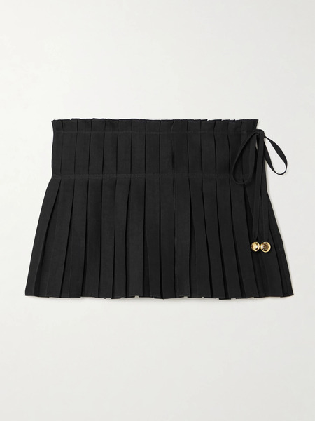  Loewe Loewe - + Paula's Ibiza Embellished Pleated Woven Skort - Black 