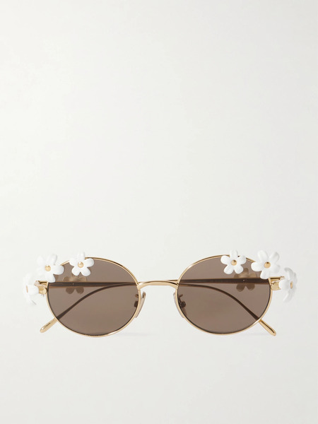  Loewe Loewe - + Paula's Ibiza Embellished Round-frame Gold-tone Sunglasses - White 