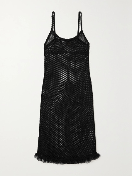  Loewe Loewe - + Paula's Ibiza Fringed Open-knit Dress - Black 