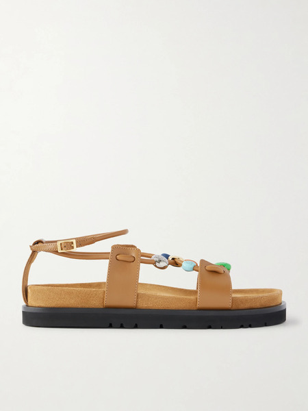  Loewe Loewe - + Paula's Ibiza Pebble Beads Fussbett Suede Sandals - Camel 