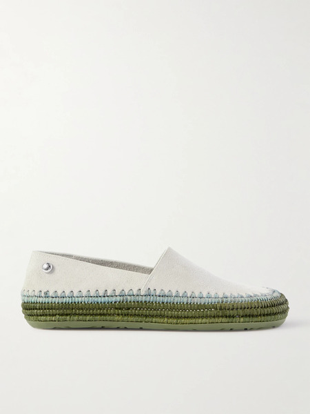  Loewe Loewe - + Paula's Ibiza Rio Raffia-trimmed Suede Espadrilles - Light Gray 