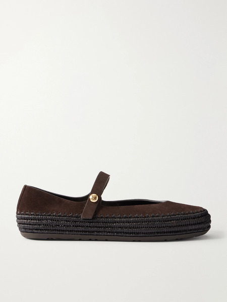 Loewe Loewe - + Paula's Ibiza Rio Suede Mary Jane Espadrilles - Chocolate 
