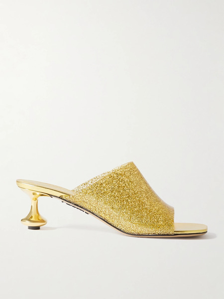  Loewe Loewe - + Paula's Ibiza Toy Glittered Pvc Mules - Gold 