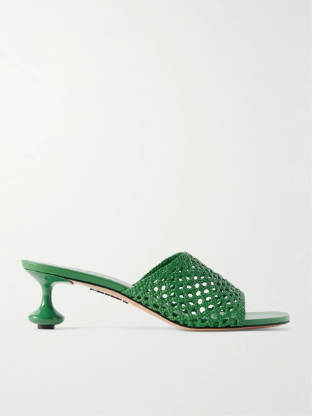  Loewe Loewe - + Paula's Ibiza Toy Woven Leather Mules - Green 