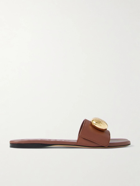  Loewe Loewe - Pebble Embellished Leather Slides - Tan 
