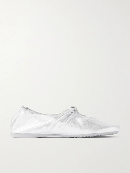  Loewe Loewe - Pebble Metallic Leather Ballet Flats - Silver 