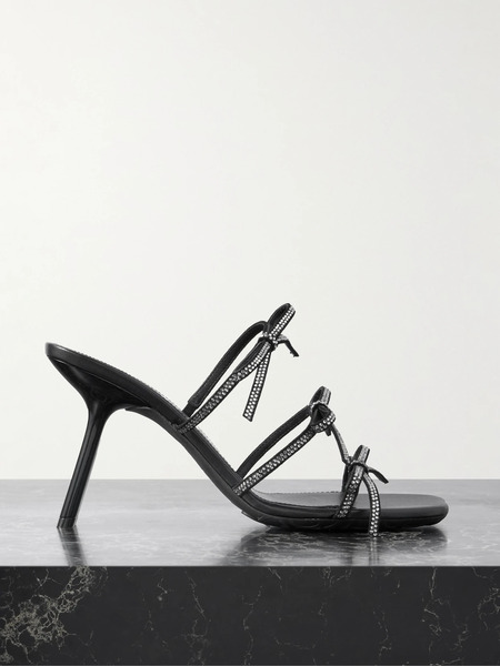  Loewe Loewe - Petal Bow Crystal-embellished Suede Sandals - Black 
