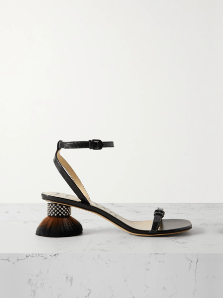  Loewe Loewe - Petal Brush Crystal-embellished Leather Sandals - Black 