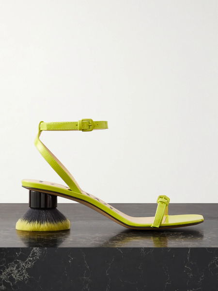  Loewe Loewe - Petal Brush Patent-leather Sandals - Lime Green 