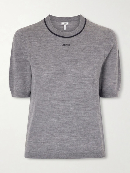  Loewe Loewe - Piped Wool T-shirt - Gray 