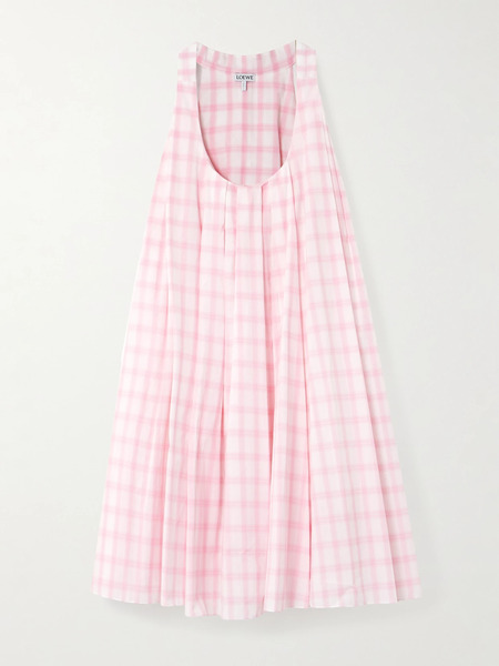  Loewe Loewe - Pleated Checked Cotton-voile Mini Dress - Pink 