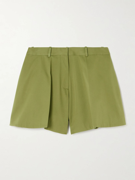  Loewe Loewe - Pleated Cotton And Silk-blend Sateen Shorts - Green 