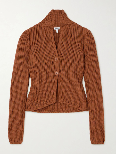  Loewe Loewe - Ribbed-knit Cardigan - Brown 