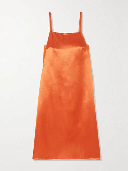  Loewe Loewe - Silk-paneled Satin Dress - Orange 