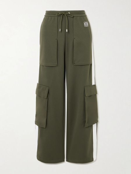  Loewe Loewe - Striped Embroidered Tech-jersey Straight-leg Cargo Pants - Green 