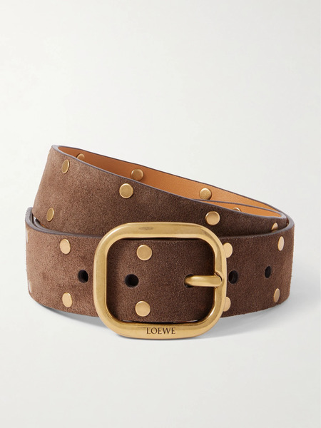  Loewe Loewe - Studded Suede Belt - Brown 