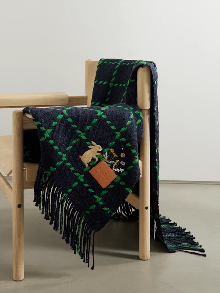 Loewe Loewe - + Suna Fujita Checked Wool-blend Blanket - Navy 