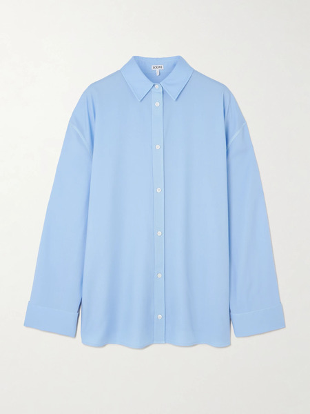  Loewe Loewe - Wool And Silk-blend Twill Shirt - Blue 