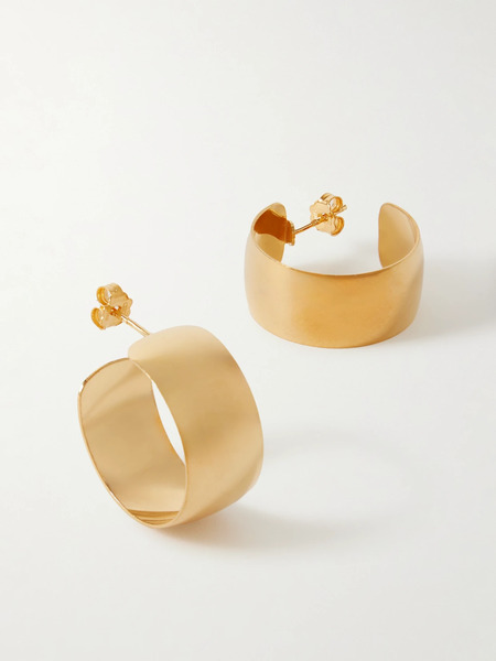  Loren Stewart Loren Stewart - Midi Dome Gold Vermeil Hoop Earrings - One Size 