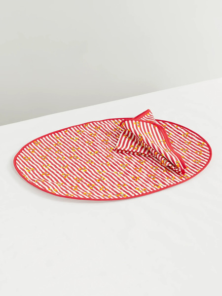  Loretta Caponi Loretta Caponi - Printed Cotton Placemat And Napkin Set - Red 