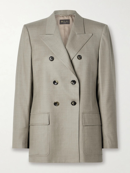  Loro Piana Loro Piana - Ananda Double-breasted Wool-twill Blazer - Stone 