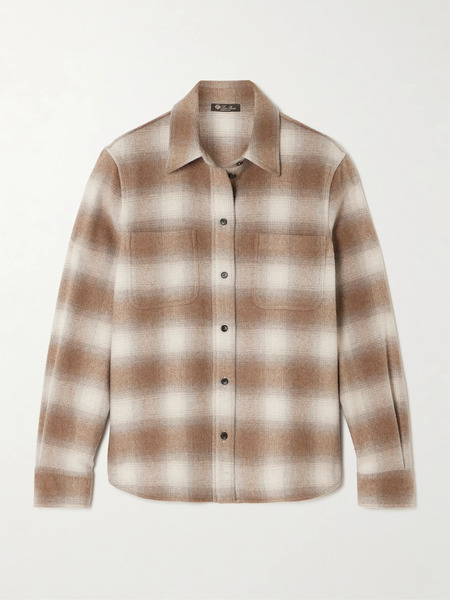  Loro Piana Loro Piana - Checked Wool And Cashmere-blend Flannel Shirt - Brown 