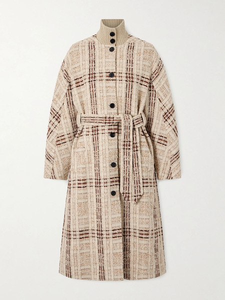  Loro Piana Loro Piana - Checked Wool-blend Tweed Coat - Cream 