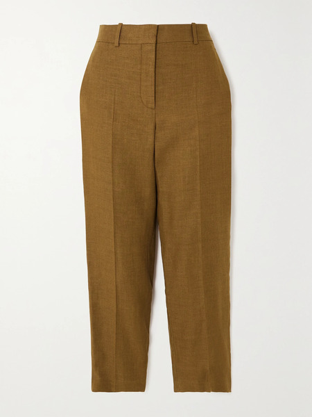  Loro Piana Loro Piana - Cropped Linen And Wool-blend Tapered Pants - Brown 