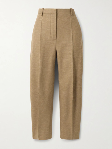  Loro Piana Loro Piana - Dan Pleated Wool, Cashmere And Linen-blend Tapered Pants - Sand 