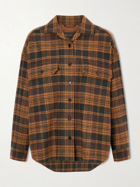 Loro Piana Loro Piana - Darby Checked Wool And Cashmere-blend Shirt - Dark Brown 