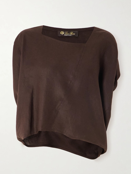 Loro Piana Loro Piana - Gaia Asymmetric Linen Blouse - Brown 