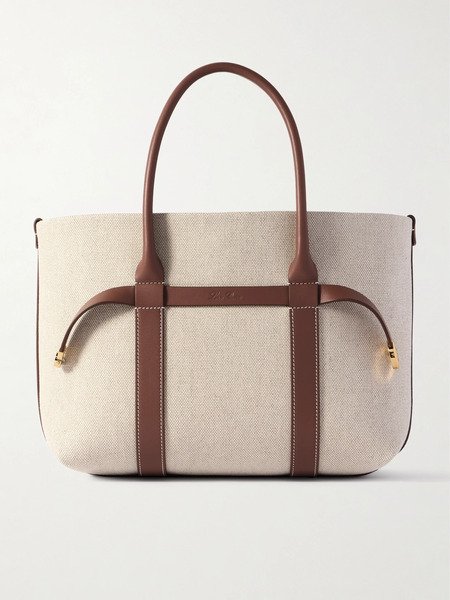  Loro Piana Loro Piana - Ghiera Small Leather-trimmed Canvas Tote - Neutral 
