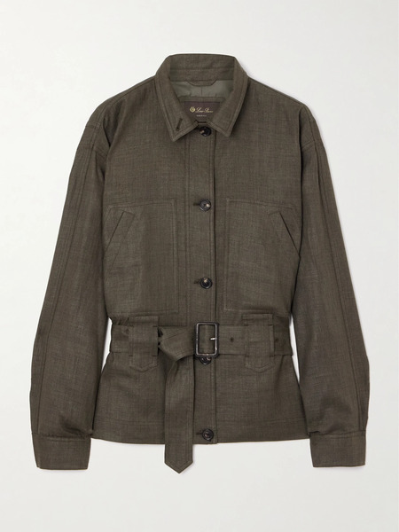  Loro Piana Loro Piana - Jaylon Belted Linen And Wool-blend Jacket - Dark Green 