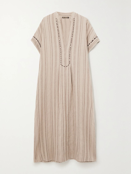  Loro Piana Loro Piana - Katia Embroidered Linen Maxi Dress - Neutral 