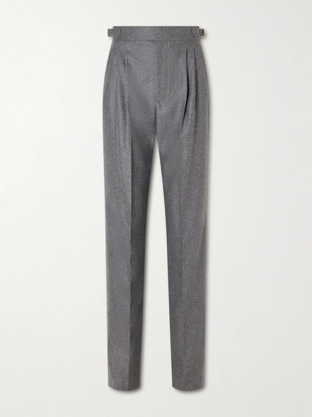  Loro Piana Loro Piana - Malik Pleated Wool And Cashmere-blend Straight-leg Pants - Gray 