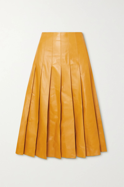 Loro Piana Loro Piana - Pleated Leather Skirt - Yellow 