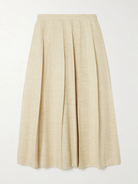  Loro Piana Loro Piana - Pleated Woven Midi Skirt - Off-white 