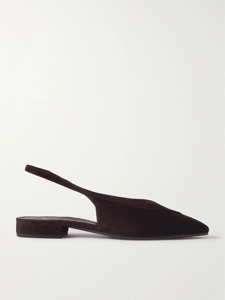  Loro Piana Loro Piana - Rebecca Layered Suede Slingback Flats - Brown 