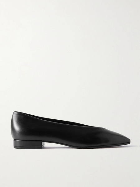  Loro Piana Loro Piana - Rebecca Leather Point-toe Flats - Black 